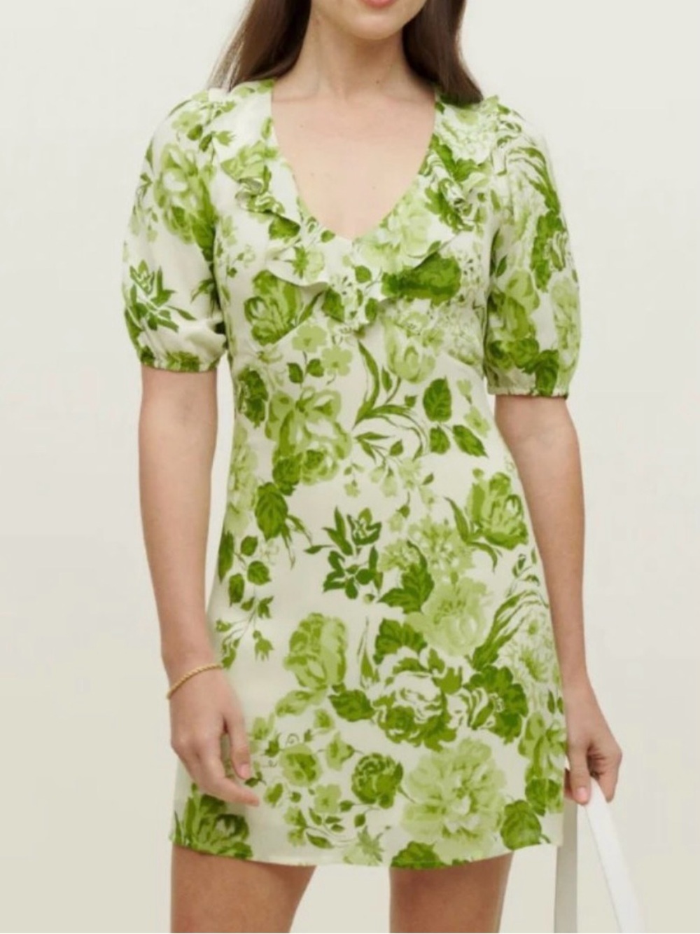 Reformation simon rialto green floral mini dress size 8